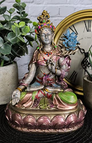 Ebros Bodhisattva weiß Tara Statue Göttin des Mitgefühls und Heilung meditierend auf Lotus Sitz Thron Buddha Skulptur Eastern Erleuchtung Buddhismus Figur
