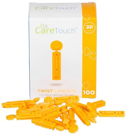 Care Touch Lancets for Diabetes Testing, 30g, Single Use Yellow (100)