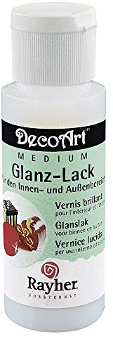 Rayher Hobby Rayher Glanzlack, Flasche 118 ml, glänzend, Schutzlack für Innen- und Außenbereich, Klarlack, 38108000