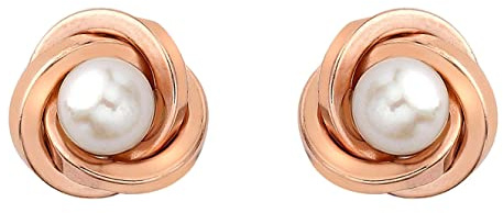 Carissima Orecchini a Perno con Nodo in Perla in Oro Rosa 9 ct
