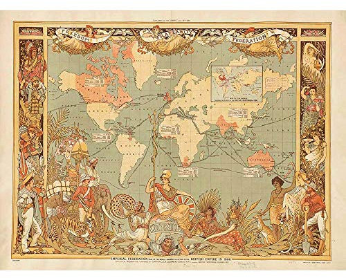 Wee Blue Coo Maps British Empire 1886 Imperial Illustrated People World Art Print Poster Wall Decor Kunstdruck Poster Wand-Dekor-12X16 Zoll