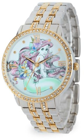 Disney Montre Femme Strass, Ariel Bicolore, Mouvement à Quartz