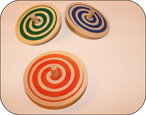 Erzgebirgische Holzspielwaren Ebert GmbH Spiralkreisel Rot – Durchmesser 75 mm – Kreisel – Brummkreisel – Kreiselspiel – Holzspielzeug aus dem Erzgebirge - NEU