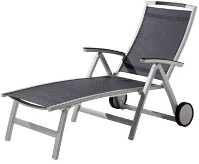 Sieger 351/A-G Klapprollliege Trento, Aluminium, Vollkunststoff und Textilux-Gewebe, graphit-grau