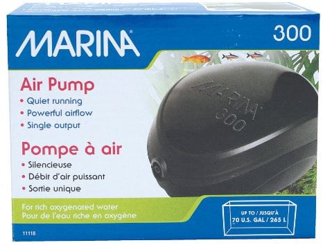 Marina Pompe à Air Débit 125 L/H pour Aquarium jusqu'à 265 L