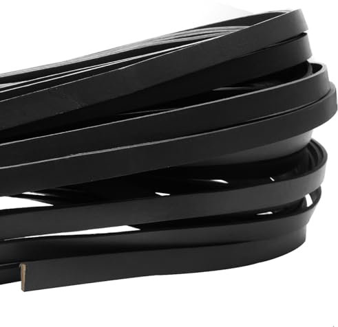 esnado Lederband flach, Lederriemen | Breite: 10 mm | Dicke: 2 mm | Länge: 5 Meter | Farbe: Schwarz - ECHTES Leder - pflanzlich gegerbt | zum Basteln | Schmuckherstellung