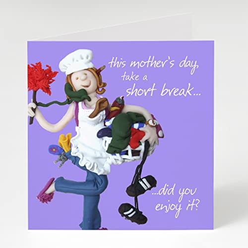 Holy Mackerel short break Mother's Day card for a mum - designed by artist Erica Sturla - 15cm square and blank inside for your message - made in the UK