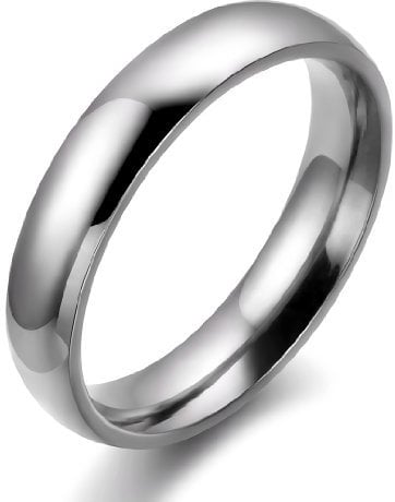 JewelryWe Ring Damen Edelstahl Damenring: 4mm Breite Damen-Ring Hochglanz Poliert Dome Partnerringe Freundschaftsringe Frauen Verlobung Hochzeit Band mit Gravur Silber Größe 57
