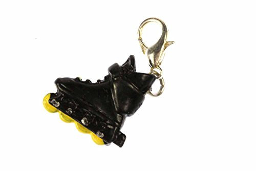 Miniblings Rollerskates Charm Rollschuhe Inlineskates Skates schwz gelb - Handmade Modeschmuck I Kettenanhänger versilbert - Bettelanhänger Bettelarmband - Anhänger für Armband