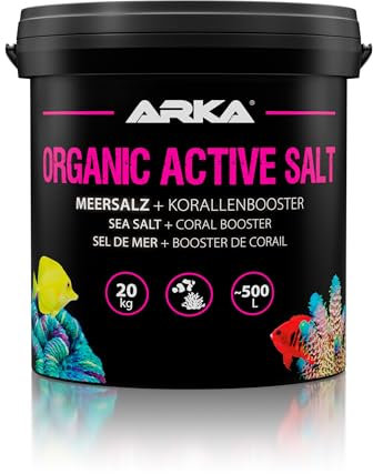 Meersalz für Meerwasseraquarium – ARKA Organic Active Salt 20 kg – mit organischen Aktivstoffen für Korallenwachstum & Farbenpracht – phosphatfrei – stabilisiert Wasserwerte – schnell löslich & sicher