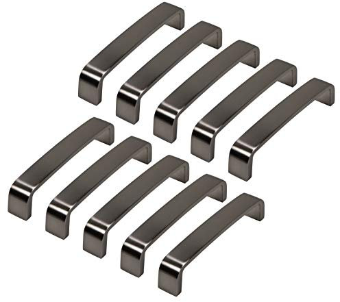 Gedotec Moderner Möbelgriff Schrankgriff LENA Ladengriffe Küchengriffe aus Stahl | Bogengriff Edelstahl Finish | 135 x 19 x BA 128 mm | Höhe 30 mm | 10 Stück - Schubladengriff Küche mit Schrauben
