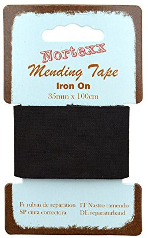 Nortexx Iron On Repair Tape-Black, 100% Cotton, 14 x 8 x 1 cm