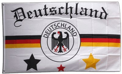 Flaggenfritze® Deutschland Fanflagge 90 x 150 cm – Motiv 3 – Fußball-Fahne für Turnier, Fanfest, Balkon & Autokorso + gratis Digni® Sticker