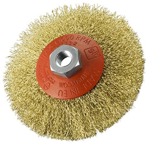 SIT Tecnospazzole 0222 Spazzola per Smerigliatrice a Filo Ondulato in Acciaio Ottonato - CO 120E in Blister - Ø: 120mm, Ø=120 mm