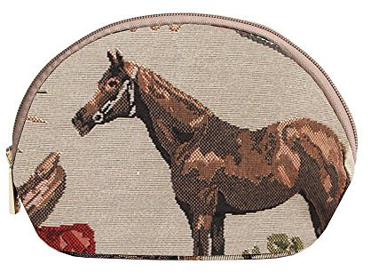 Signare Tapisserie-Kosmetiktasche, Kulturbeutel, Make-up-Tasche für Damen, pferd, Small