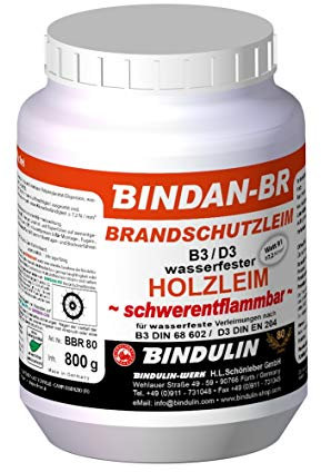 Bindan-BR Brandschutzleim schwerentflammbar inklusive 1 Leimspachtel, Pinsel u. Microfasertuch (800 Gramm)