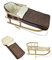 Kombi-Angebot Holz-Schlitten mit Rückenlehne & Zugseil + universaler Winterfußsack (108cm), auch geeignet für Babyschale, Kinderwagen, Buggy, aus Wolle Uni (braun)