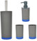 Kela Badezimmer-Set COLETTA, grau-blau matt lackiert, 4-TLG. Bad-Accessoires-Set, WC-Garnitur + Seifenspender + 2 Zahnputzbecher, ABS-Kunststoff Soft Touch, Badezimmer-Zubehör, Badgarnitur, Gäste-WC