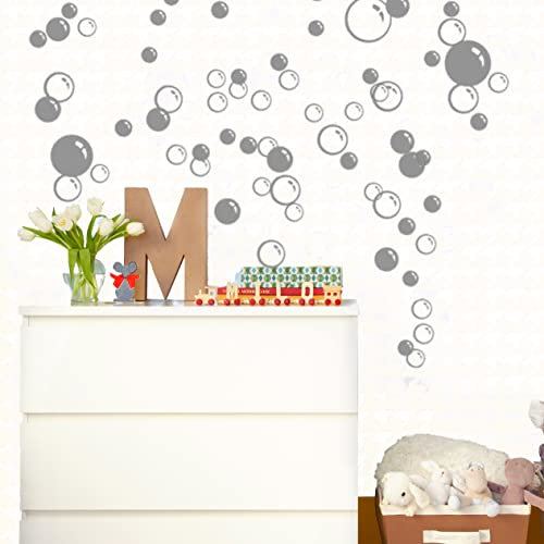 88 Waterproof Floating Bubble Loose Stickers Choose from 20 Colours Bathroom Tile Window Wall Art - Medium Grey