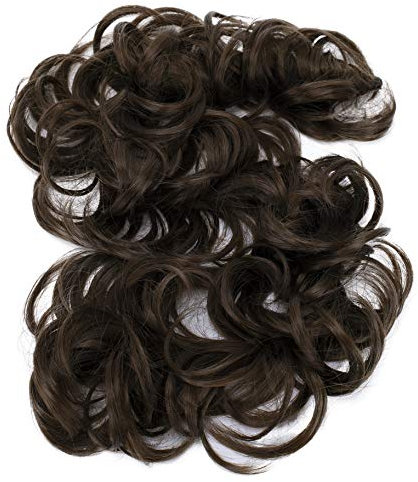 CAISHA XXL Haarteil Haargummi Hochsteckfrisuren Voluminös Gelockt Unordentlich Dutt Braun HW9