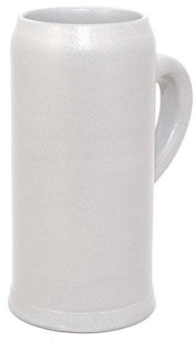 Bavariashop Bierkrug, Salzglasiert, Schlanke Form, 0,5 l Füllmenge, Weiß, Hochwertiges Bierseidel