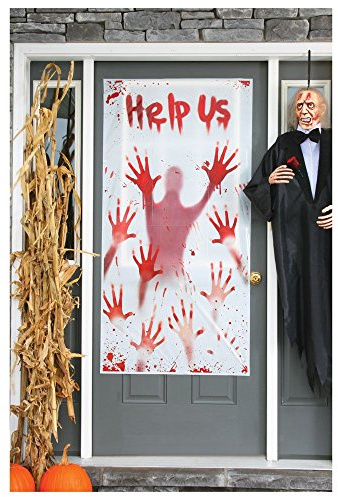 Halloween Help Us Horror Scary Door Cover Fancy Dress Party Poster Decoration