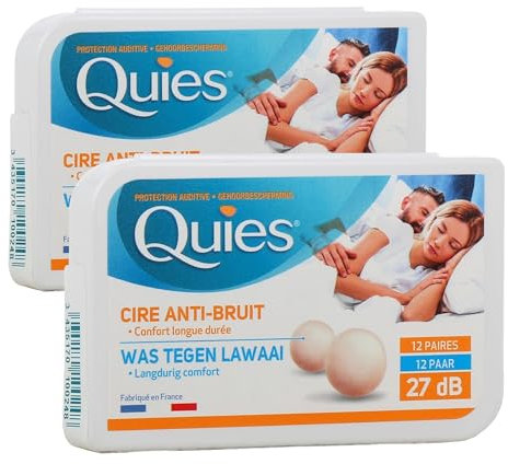 Quies – Tapones de Cera para los oídos (Pack, 2 x 12 Pares)