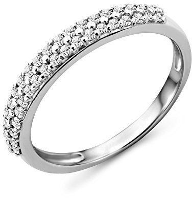 Miore Damen-Ring 9 Karat (375) Weißgold Diamant (0,24 Karat, Größe 52, MKW9096R2