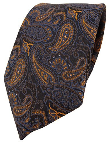 TigerTie Designer Krawatte in braun bronze gold blau schwarz Paisley gemustert