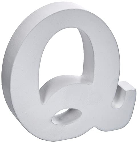 Rayher 62668000 MDF- Buchstabe Q, weiß, 11 cm, Stärke 2 cm, 3D-Buchstaben Holz, Holz-Buchstaben groß