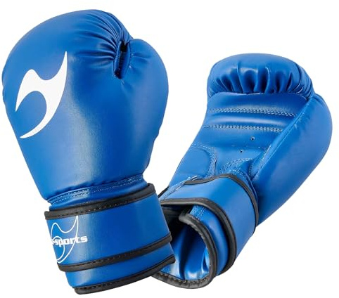Ju-Sports Boxhandschuhe Kinder - blau I Boxhandschuhe mit geformtem Schaumstoffteil Für Sandsack- & leichtes Box Training I Mit Belüftung der Hand