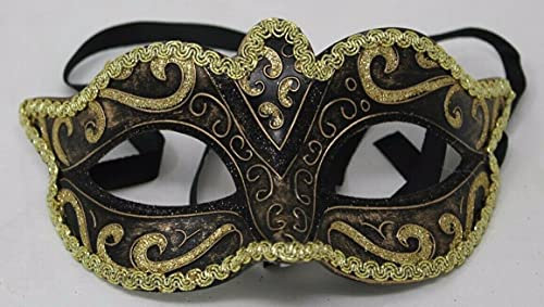 STUNNING MASQUERADE VENETIAN CARNIVAL PARTY EYE MASK GOLD BLACK & BRONZE