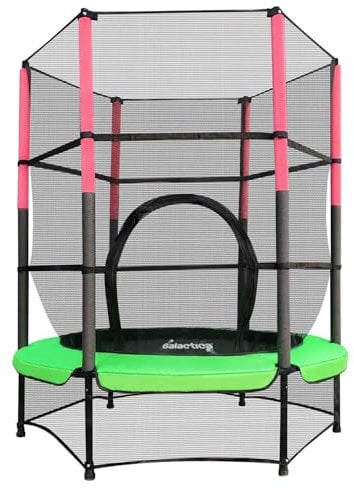 GALACTICA NEW Mini Trampoline | 4.5FT 55 with Safety Net Enclosure | Indoor Outdoor Children’s Activity Junior Trampoline - Green