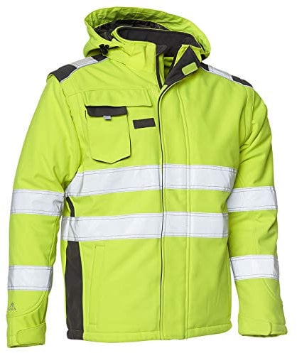 Elka Herren Visible Xtreme Winter Softshelljacke EN ISO 20471, L, fluoreszierend gelb/grau, Large