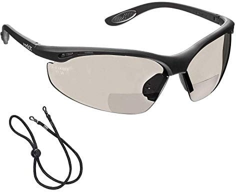 voltX 'CONSTRUCTOR' BIFOCAL Reading Safety Glasses (MIRROR +1.5 Dioptre INDOOR/OUTDOOR LENS) UKCA & CE EN166F certified/Cycling Sports Glasses includes safety cord + UV400 anti fog coated lens