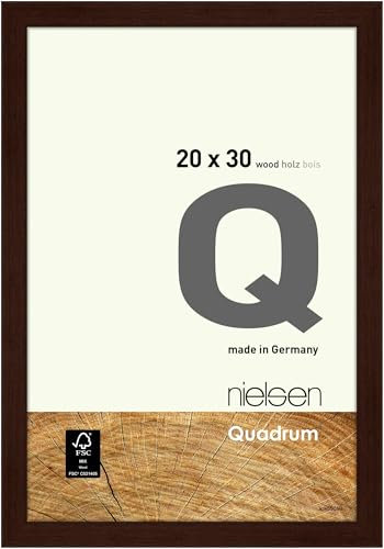 nielsen Bilderrahmen, 20 x 30 cm, Holz, Wengé, Fotorahmen zum Auftstellen und Aufhängen im Hoch- & Querformat, Echtglas, Quadrum