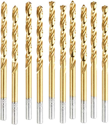 AGT Metallbohrer-Sets: HSS-Bohrer-Set für Metall, Titan-beschichtet, 4,0 mm, 10 Stück (Edelstahlbohrer)