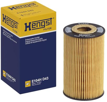 HENGST - Ölfilter E104H D43 - Öl-Filtereinsatz für KFZ | Hochwertiger Motorölfilter für KFZ mit Otto- oder Dieselmotor - Robuster Ölfilter mit hoher Schmutzaufnahmefähigkeit