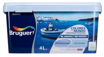 Bruguer Colores del Mundo Pintura para paredes monocapa Mediterráneo Azul Natural 4 L