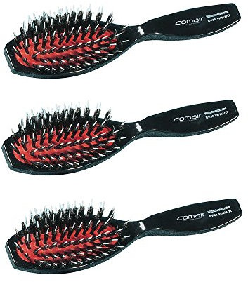 Comair Pneumatikbürste klein 3 x schwarz mit Wildschweinborsten und Nylonstiften