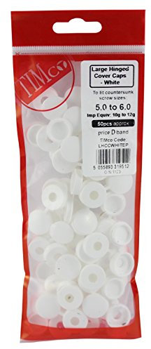 TIMCO Hinged Screw Caps Large White - To fit 5.0 to 6.0 Screw