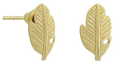 Soulsisters Ohrstecker Ohrring Schmuck Feder 18k vergoldet im zarten Flügel Blatt Design