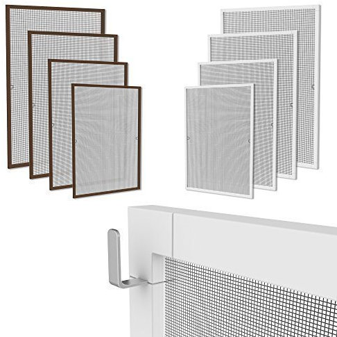 Klemm Fliegengitter Fenster mit Rahmen Weiss 80 x 100cm Fliegenschutz Fensterrahmen, Insektenschutz Fenster Fliegengitter mit Rahmen Alu - Montage ohne Bohren - Insektengitter Fliegennetz Fenster