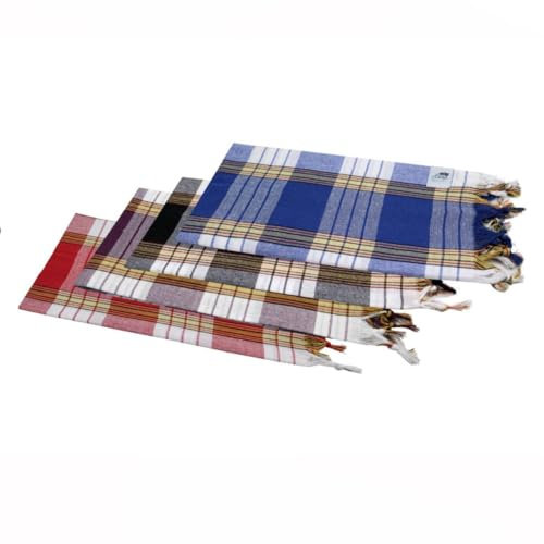 my Hamam, Pestemal Saunatuch, Hamamtuch, 4 er Set Classic - rot-blau-schwarz-dunkel Flieder, Badetuch Strandtuch Wellness Massage und Spa Tuch Geschenkset