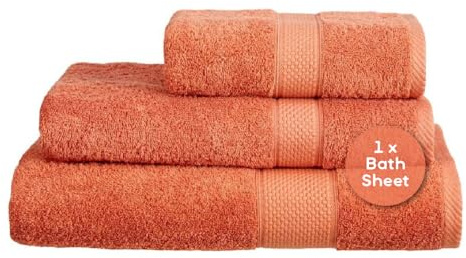 Linens Limited - Large Towels, Bath Sheets for the Bath or Shower, Turkish Cotton, Soft and Luxurious, Super Absorbent, Machine Washable (Terracotta)