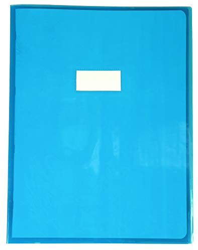 Clairefontaine 73402C - Heftumschlag Calligraphe Cristalux DIN A4+ 24x32 cm, mit Etikettenhalter, Blau Transparent, 1 Stück