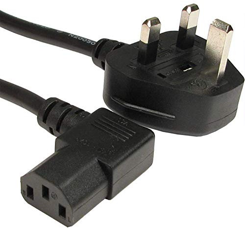 UK Plug Mains Power Cable - Angled Kettle Lead - IEC C13 H05VV-F 0.75mm² 3G 13A - Compatible with LG, Panasonic, Samsung, Sony, Panasonic, Acer, Asus, BenQ, Dell, Compaq and more - For LCD Plasma TV Monitor Printer PC Projector and other Appliances - Length: 5M / 16.4ft