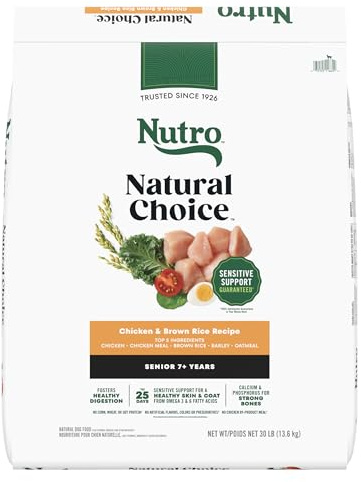 Nutro Natural Choice Senior Dog Food Dry Recipe, Chicken and Brown Rice Recipe, Dry Dog Food, 30 lb. Bag
