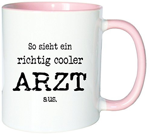 Mister Merchandise Kaffeetasse Becher So Sieht EIN richtig Cooler Arzt aus. Doktor, Farbe: Weiß-Rosa