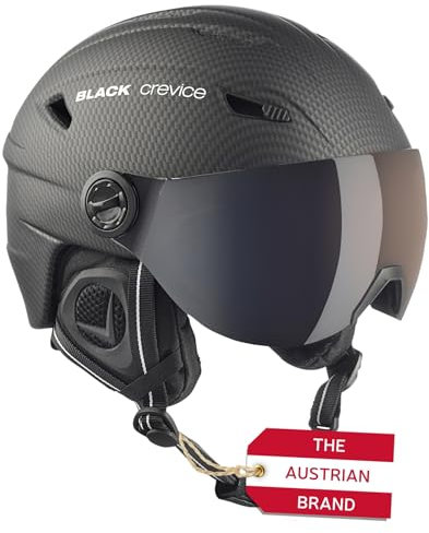 Black Crevice Erwachsene Skihelm Silvretta, mit Visier, Carbon schwarz, S